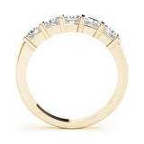 yellow gold 5-stone bar set princess cut diamond wedding band