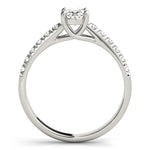 platinum single row diamond engagement ring with an oval diamond