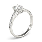 platinum single row diamond engagement ring with an oval diamond