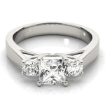 white gold princess cut diamond three stone engagement ring 