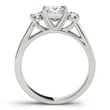 white gold princess cut diamond three stone engagement ring 