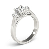 white gold princess cut diamond three stone engagement ring 