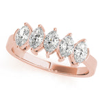 rose gold 5-stone marquise diamond wedding band