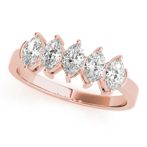 rose gold 5-stone marquise diamond wedding band