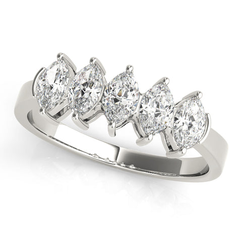 white gold 5-stone marquise diamond wedding band