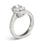 white gold vintage-inspired diamond engagement ring for oval diamond