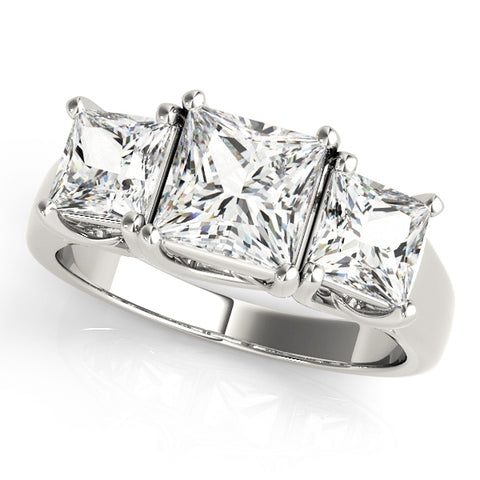 platinum three stone princess cut diamond engagement ring