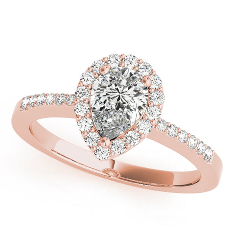rose gold pear shaped diamond halo engagement ring