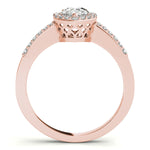 rose gold pear shaped diamond halo engagement ring
