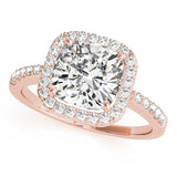 rose gold cushion cut halo engagement ring 
