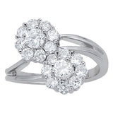 white gold diamond cluster flower ring