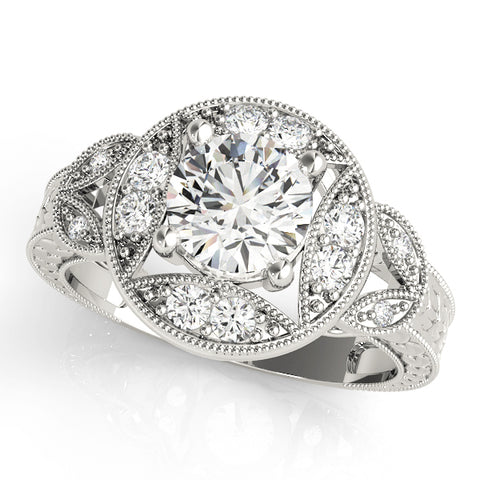 platinum vintage-inspired diamond engagement ring