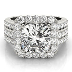 platinum cushion cut halo engagement ring