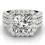 platinum cushion cut halo engagement ring