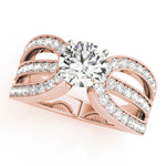 rose gold triple row vintage-inspired diamond engagement ring