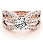 rose gold triple row vintage-inspired diamond engagement ring
