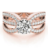 rose gold triple row vintage-inspired diamond engagement ring