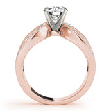 rose gold triple row vintage-inspired diamond engagement ring
