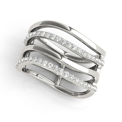 white gold multi row diamond fashion ring