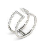 white gold squared open concept diamond ring 