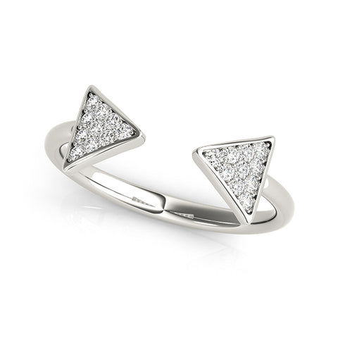 white gold open arrow diamond ring