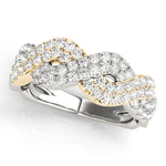 two tone braided diamond wedding band