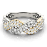 two tone braided diamond wedding band