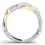 two tone braided diamond wedding band