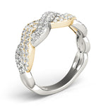 two tone braided diamond wedding band
