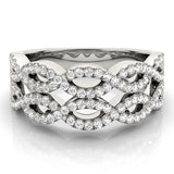 white gold woven diamond wedding band