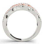 white gold and rose gold braided diamond fashion ring