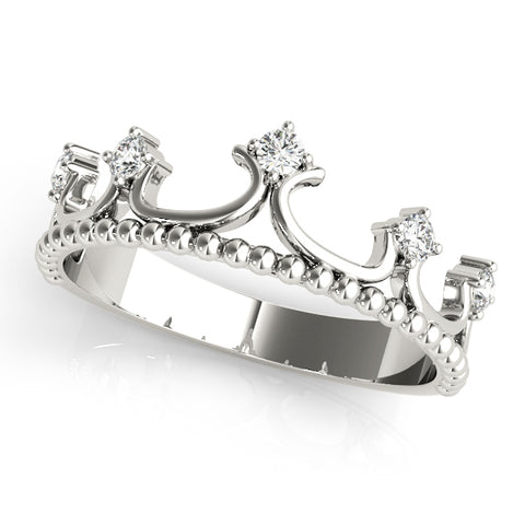 white gold diamond crown ring