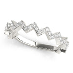 white gold diamond zigzag stackable ring