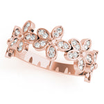 rose gold diamond flower stackable ring