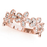 rose gold diamond flower stackable ring