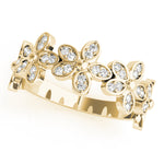 yellow gold diamond flower stackable ring