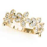 yellow gold diamond flower stackable ring