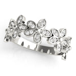 white gold diamond flower stackable ring