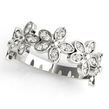 white gold diamond flower stackable ring
