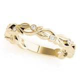 yellow gold floral diamond stackable ring