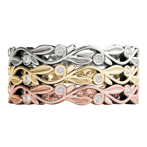 floral diamond stackable rings