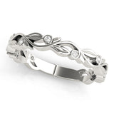 white gold floral diamond stackable ring