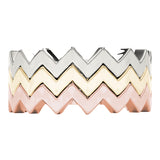 white gold yellow gold rose gold zigzag stackable rings