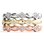 white gold yellow gold and rose gold diamond stackable rings