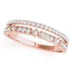 rose gold double row diamond stackable ring 