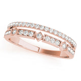 rose gold double row diamond stackable ring 