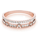 rose gold double row diamond stackable ring 