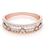 rose gold double row diamond stackable ring 