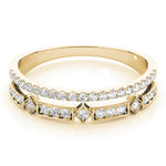 yellow gold double row diamond stackable ring 