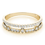 yellow gold double row diamond stackable ring 